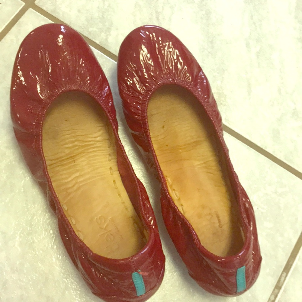 Tieks red patented leather flats